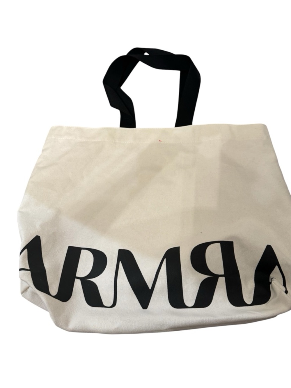 Canvas Armra Logo Tote with Black Handles - White/Black